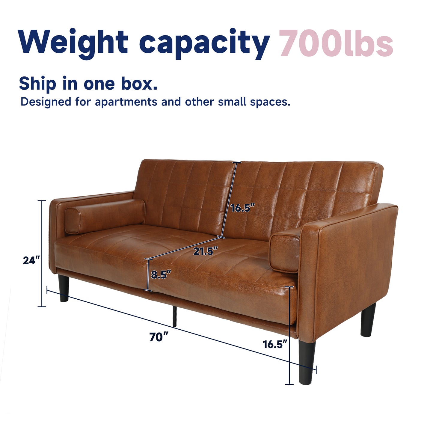 70'' Mid-Century Modern Faux Leather Loveseat with Cushions - Yellow