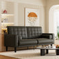 70'' Mid-Century Modern Faux Leather Loveseat with Cushions - Black