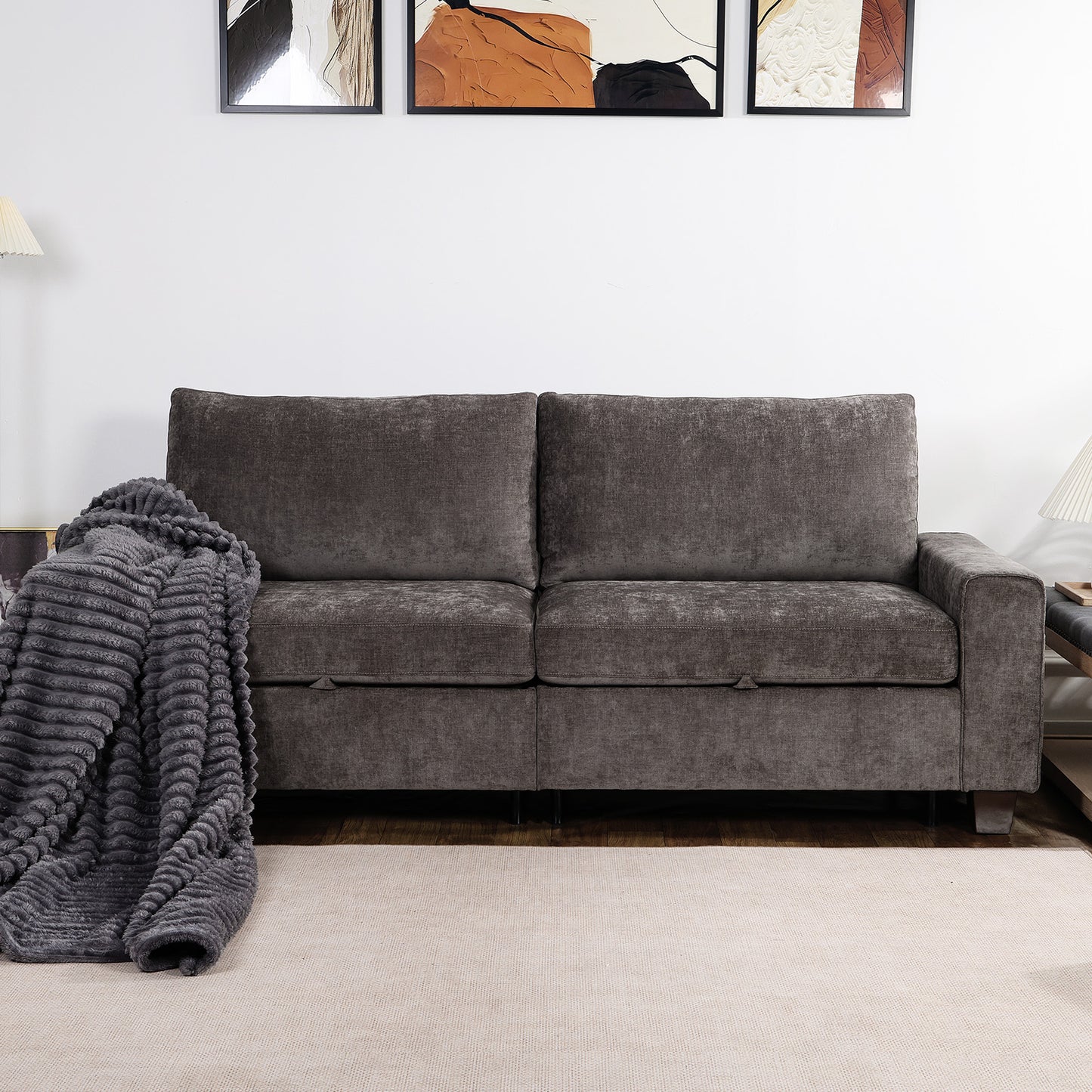 Convertible L-Shaped Sofa with Storage Ottoman, Reversible Design, Breathable Fabric - Dark Grey