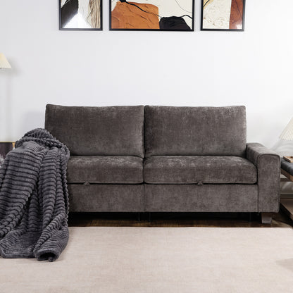 Convertible L-Shaped Sofa with Storage Ottoman, Reversible Design, Breathable Fabric - Dark Grey