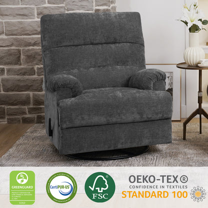Large Swivel Rocker Recliner Chair with High Back for Living Room - Dark Grey